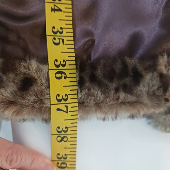 Vintage Large Dennis Basso Dark Brown Faux Fur Cheetah Coat Midi Mob Wife Aspen - Picture 8 of 8